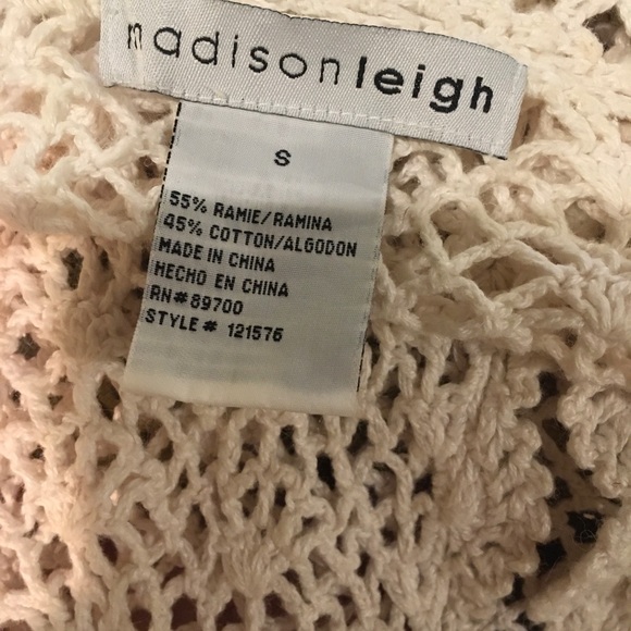 Madison Leigh Ivory Crocheted Sweater S FREE SHIP - Picture 4 of 4